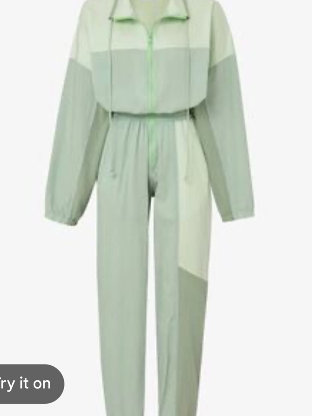 Retro Colorblock Jumpsuit in Pale Mint